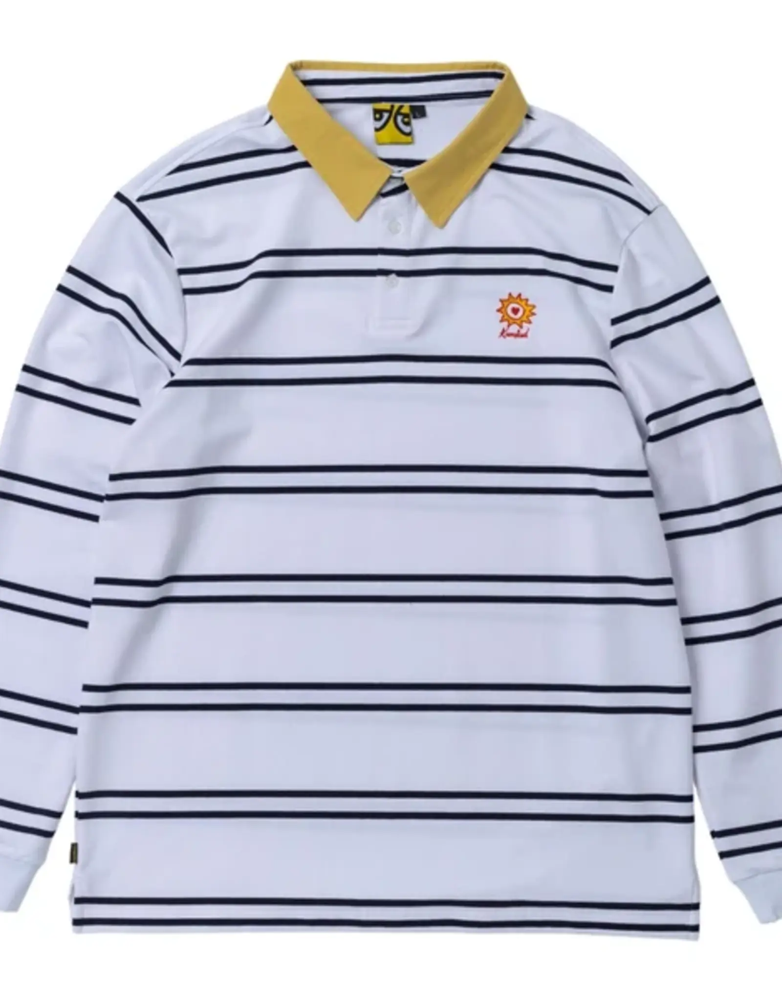 KROOKED Sun Heart L/S Rugby Polo - White / Navy