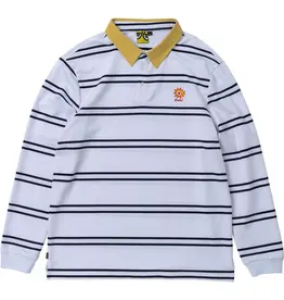KROOKED Sun Heart L/S Rugby Polo - White / Navy