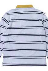 KROOKED Sun Heart L/S Rugby Polo - White / Navy
