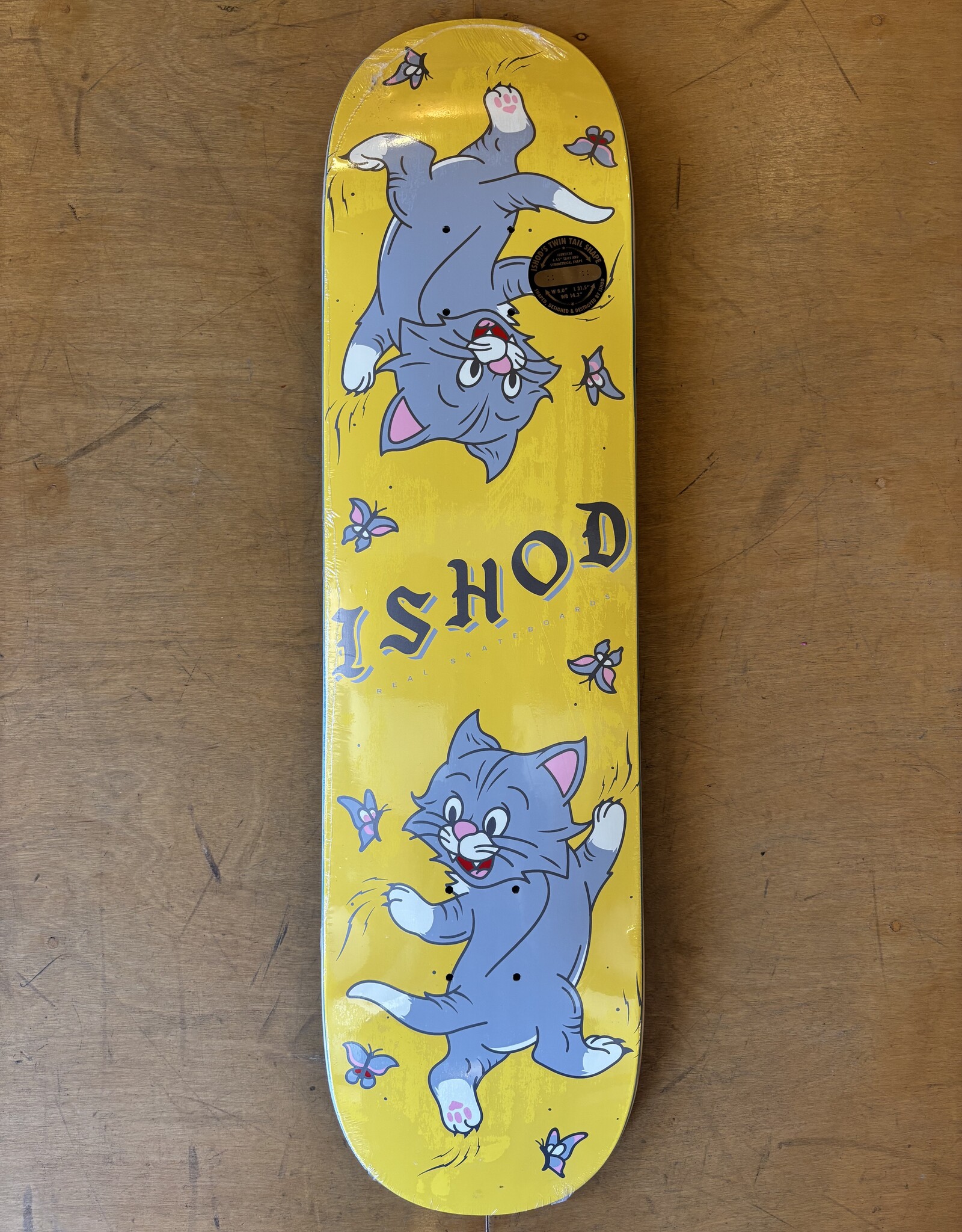 REAL SKATEBOARDS Ishod Wair Kitten Scratch Twin Tail Pro Deck - All Sizes
