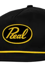 REAL SKATEBOARDS Scripted Snapback Hat - Black / Yellow