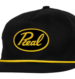 REAL SKATEBOARDS Scripted Snapback Hat - Black / Yellow