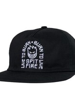 SPITFIRE Live To Burn Arch Snapback Hat - Black