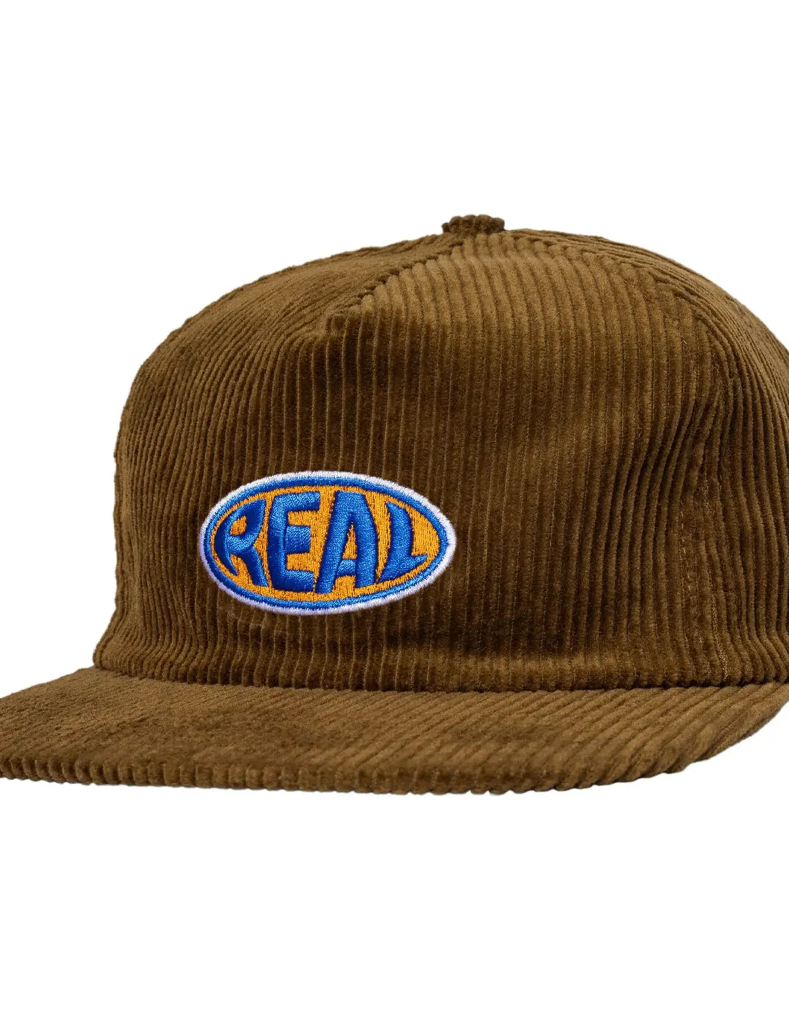 REAL SKATEBOARDS Bubble Oval Snapback Cord Hat - Brown