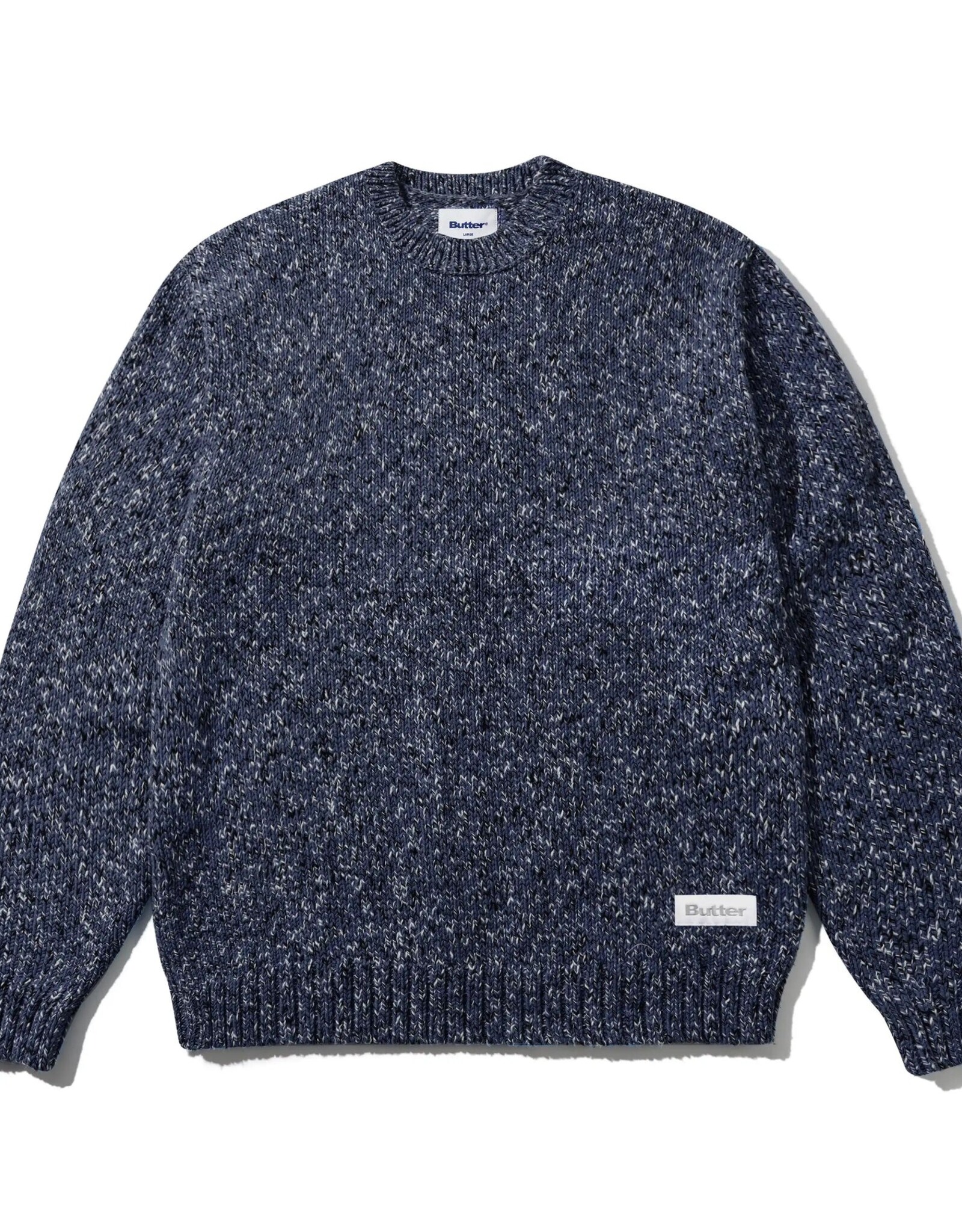 BUTTER GOODS Speckle Knit Sweater - Navy