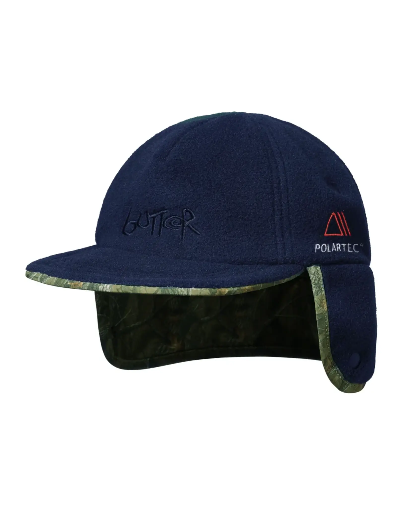 BUTTER GOODS Polartec Reversible Trapper Cap - Forest Camo / Navy
