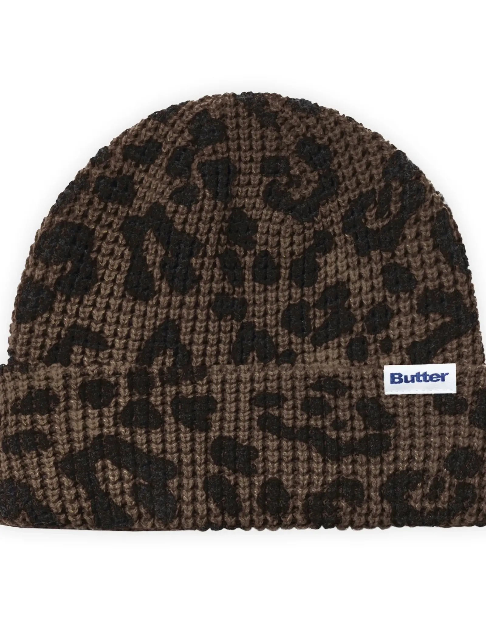 BUTTER GOODS Distress Waffle Beanie - Leopard