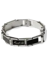 HUF Fuck It Enamel Link Bracelet - Silver