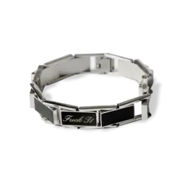 HUF Fuck It Enamel Link Bracelet - Silver