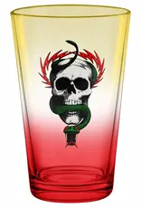 McGill Skull & Snake Pint Glass - Yellow / Red Fade