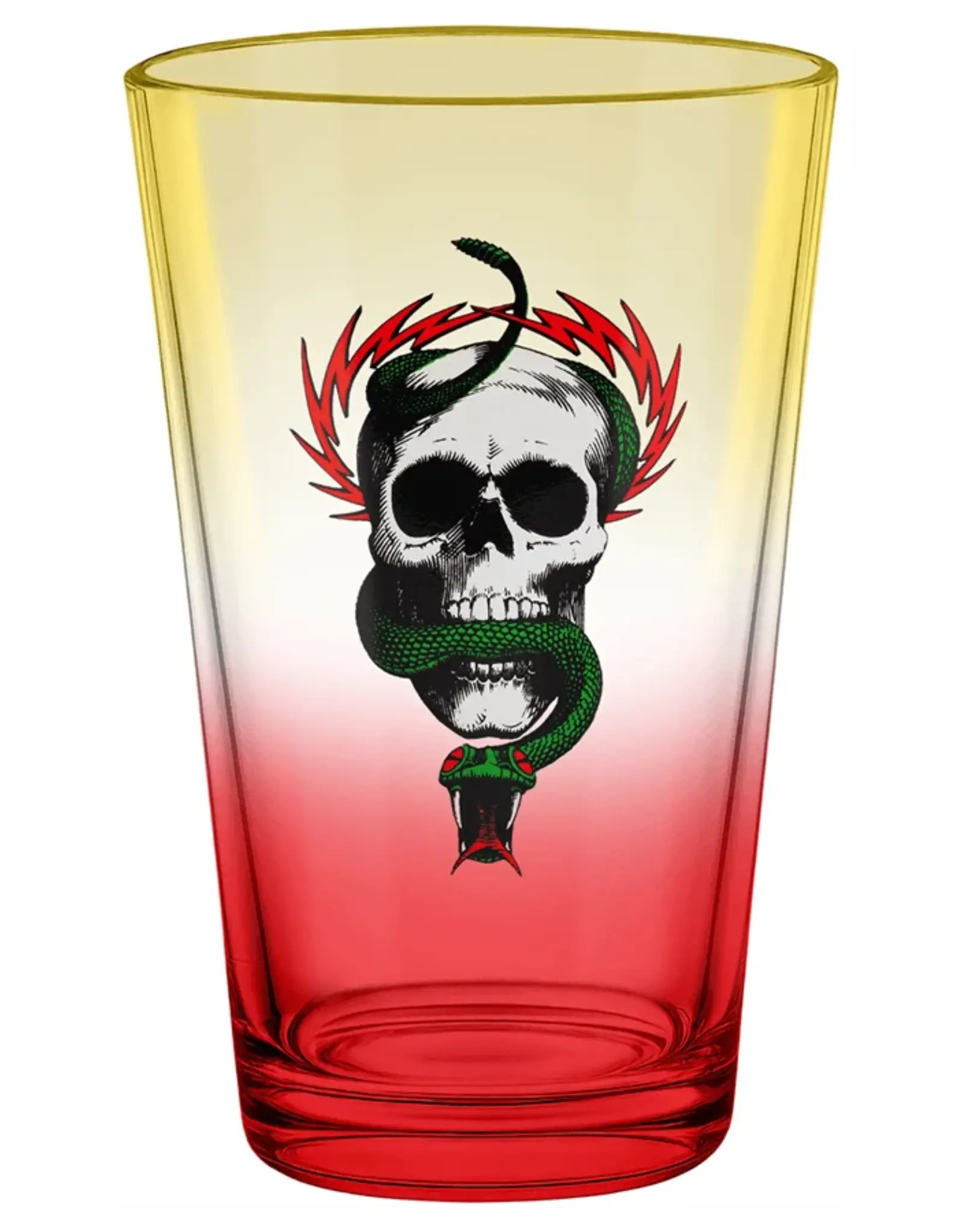 McGill Skull & Snake Pint Glass - Yellow / Red Fade