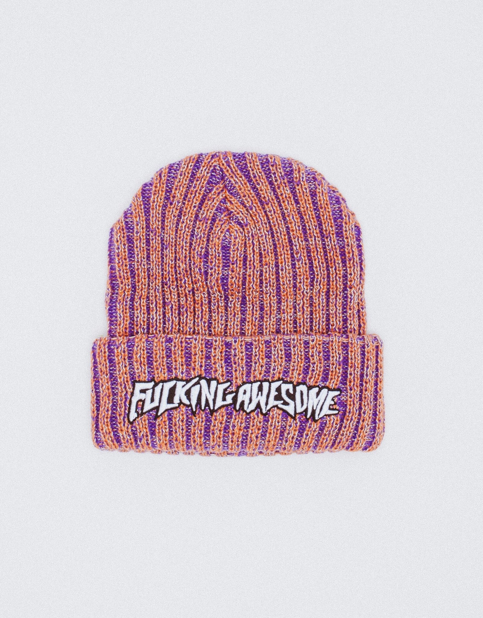 FUCKING AWESOME Reflective Stripe Beanie - Orange