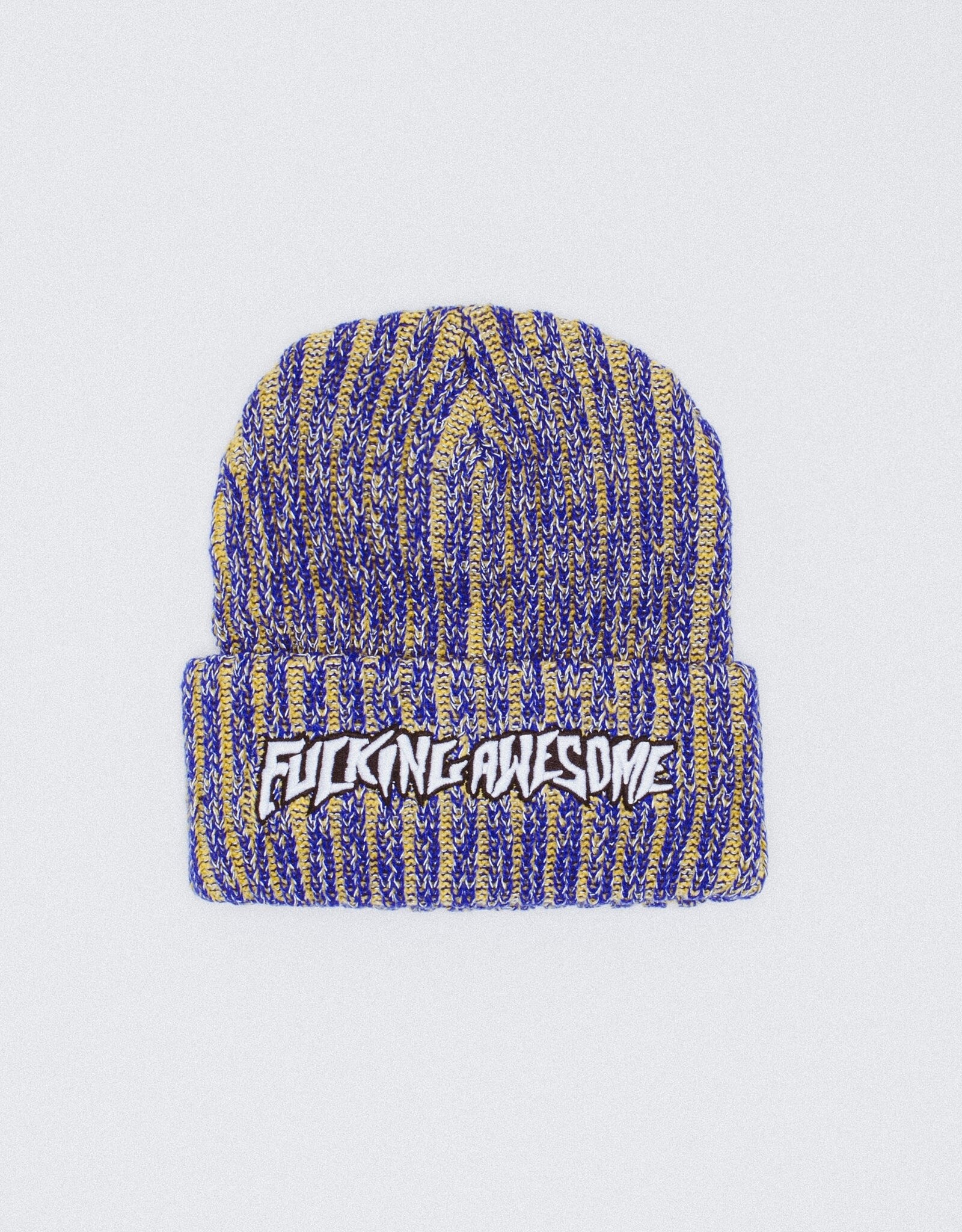 FUCKING AWESOME Reflective Stripe Beanie - Yellow