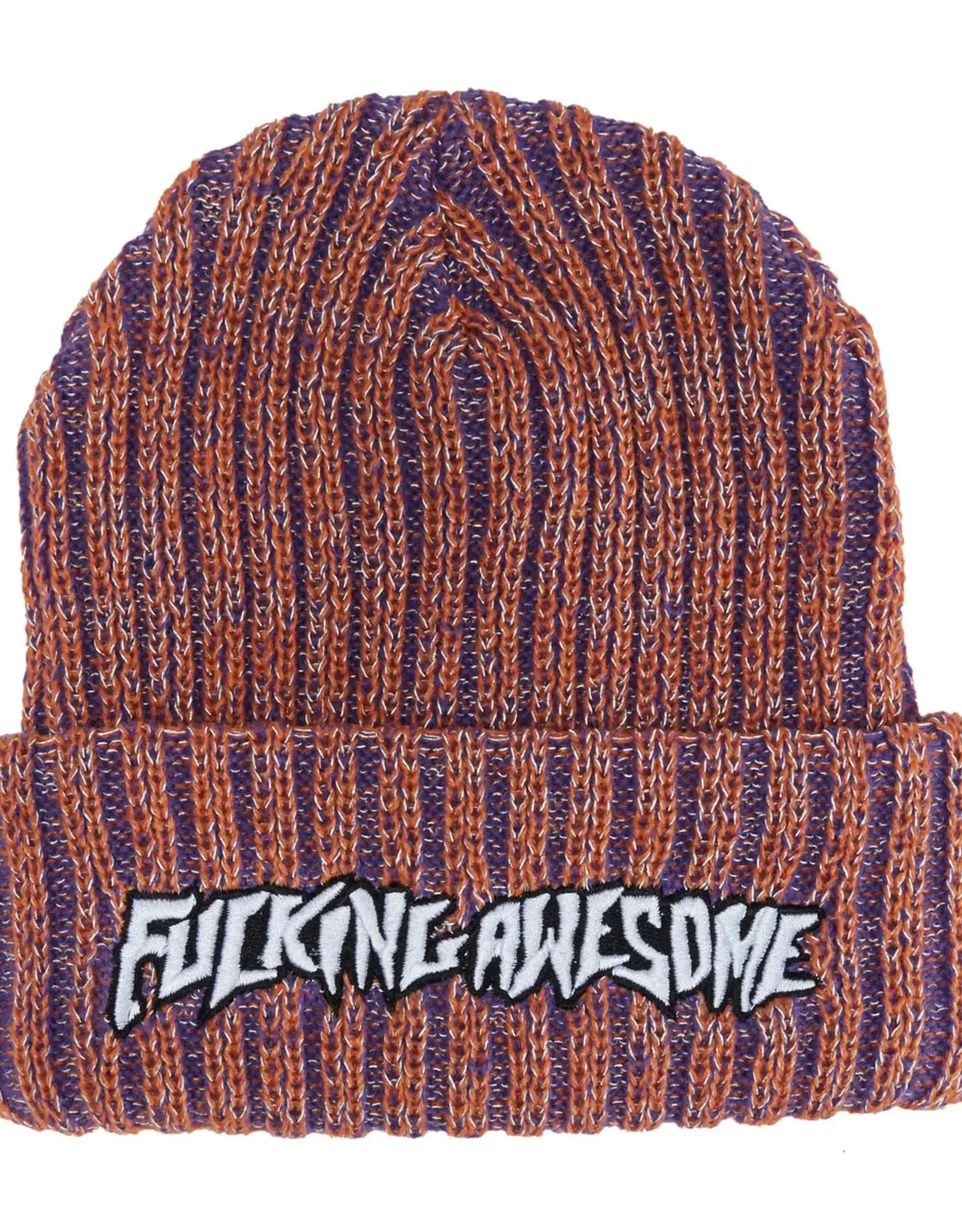 FUCKING AWESOME Reflective Stripe Beanie - Orange