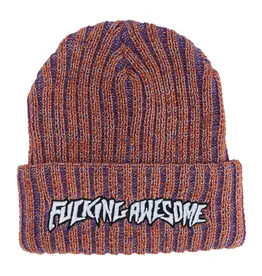 FUCKING AWESOME Reflective Stripe Beanie - Orange