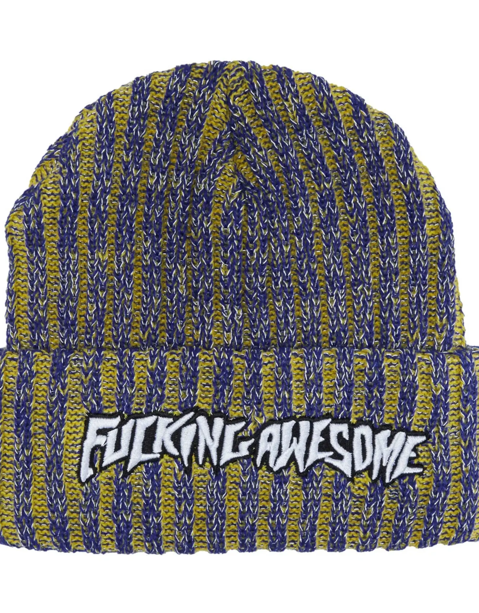 FUCKING AWESOME Reflective Stripe Beanie - Yellow
