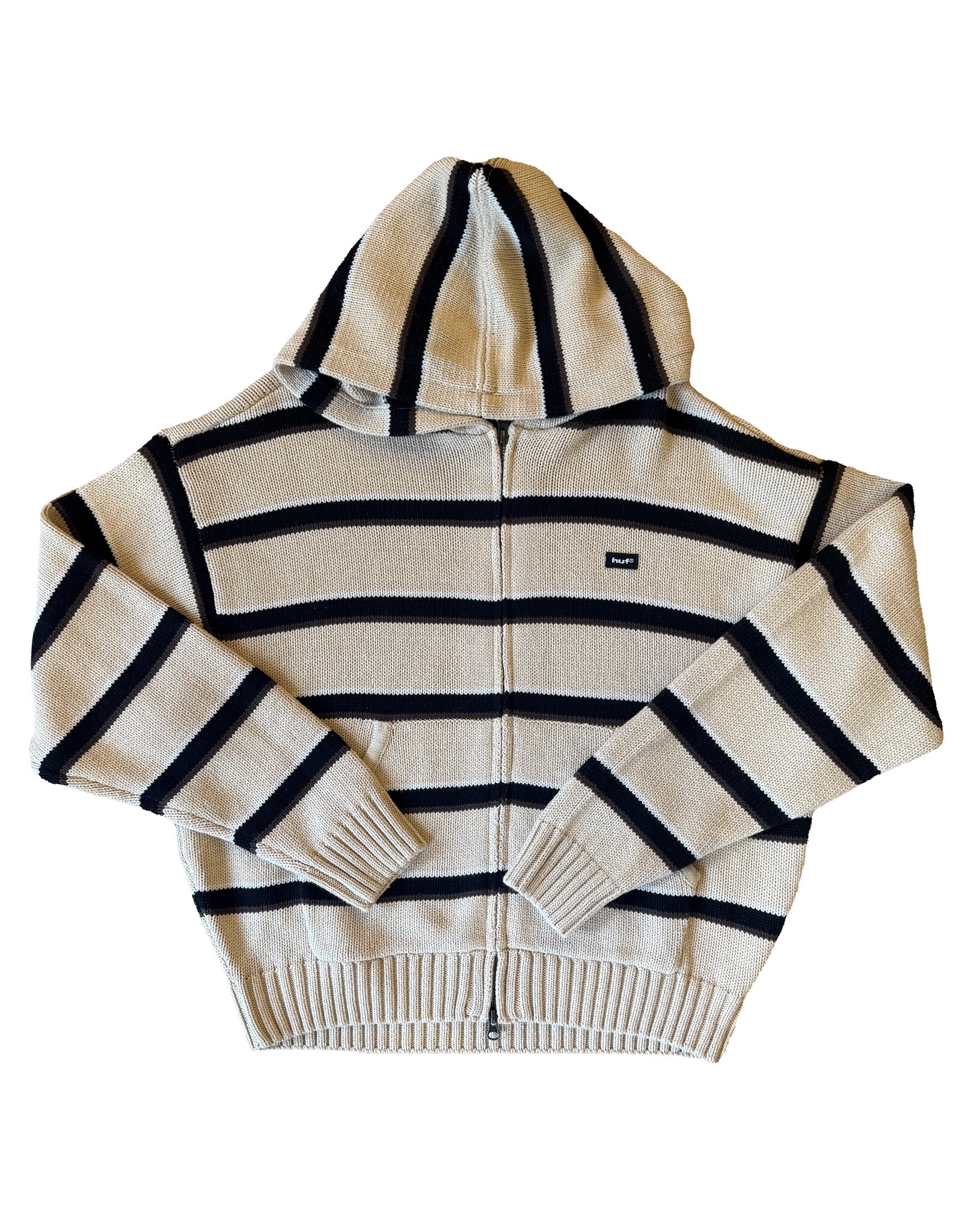 HUF Banks FZ Striped Knit Hoodie - Tan