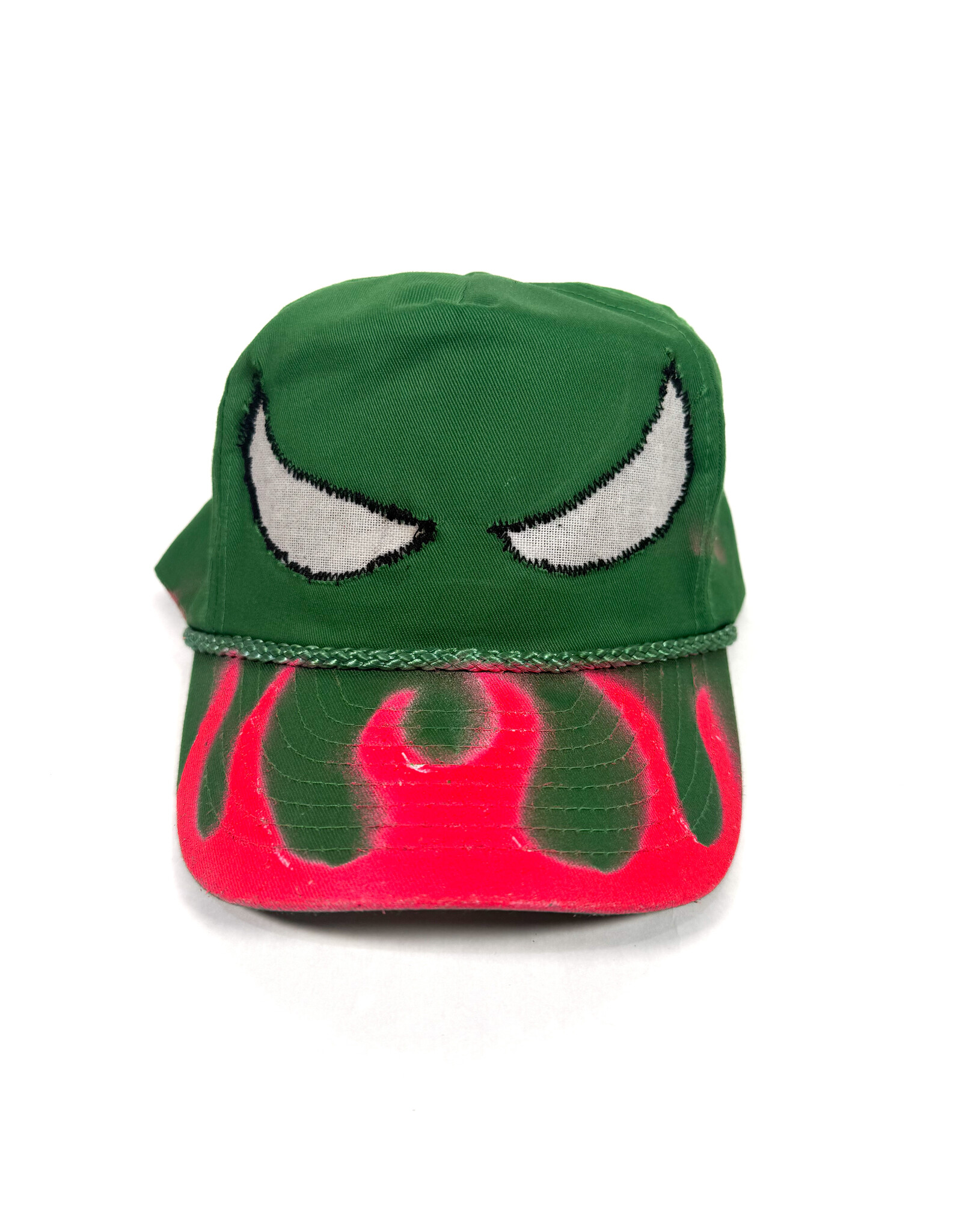 LAUDI LIVES Beast Distressed Hand Painted Snapback Hat - Green / Pink