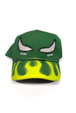 LAUDI LIVES Beast Distressed Hand Painted Snapback Hat - Green / Yellow