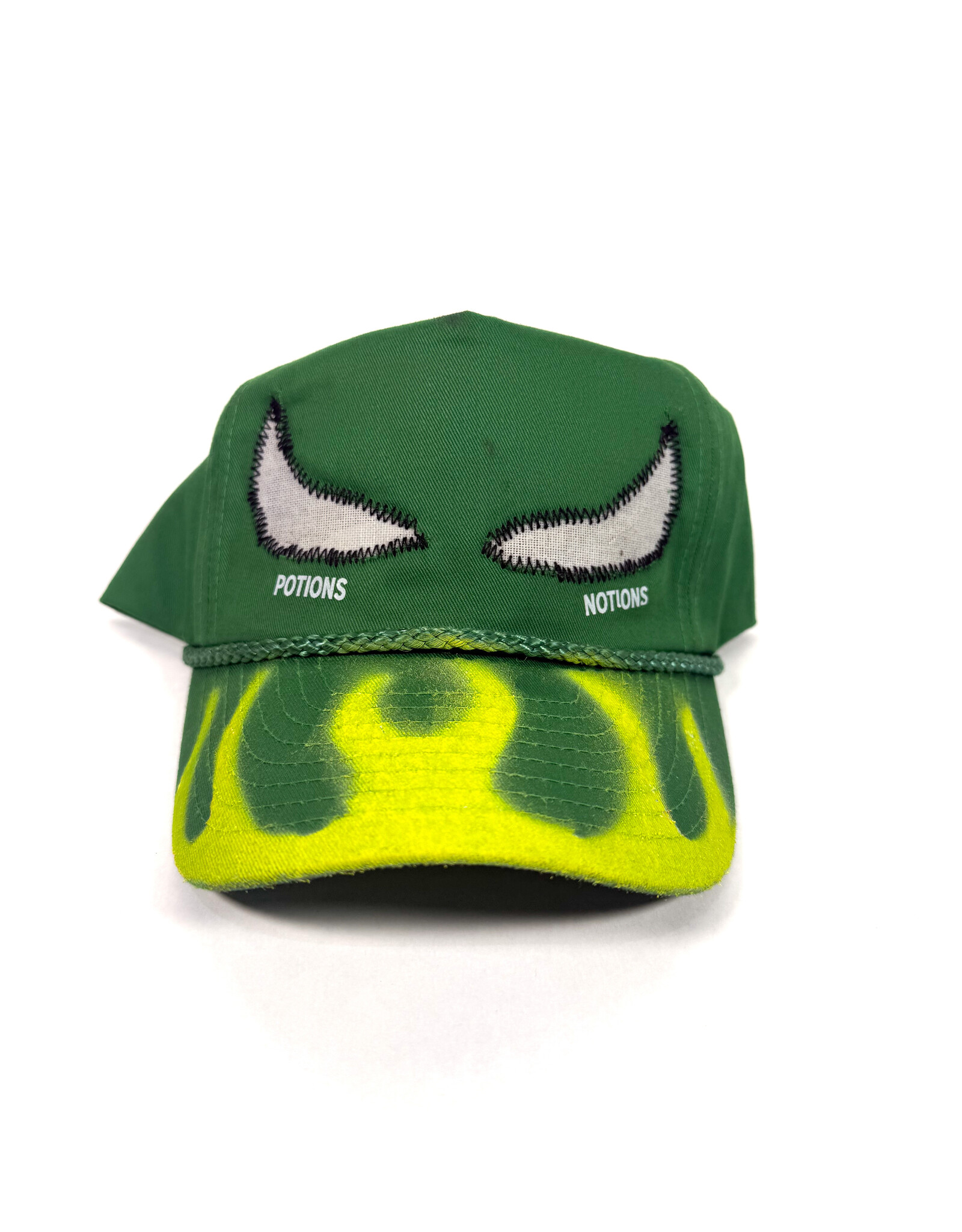 LAUDI LIVES Beast Distressed Hand Painted Snapback Hat - Green / Yellow