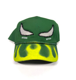 LAUDI LIVES Beast Distressed Hand Painted Snapback Hat - Green / Yellow