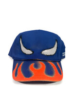 LAUDI LIVES Beast Distressed Hand Painted Snapback Hat - Blue / Orange