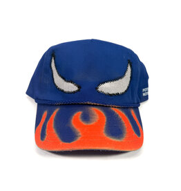 LAUDI LIVES Beast Distressed Hand Painted Snapback Hat - Blue / Orange