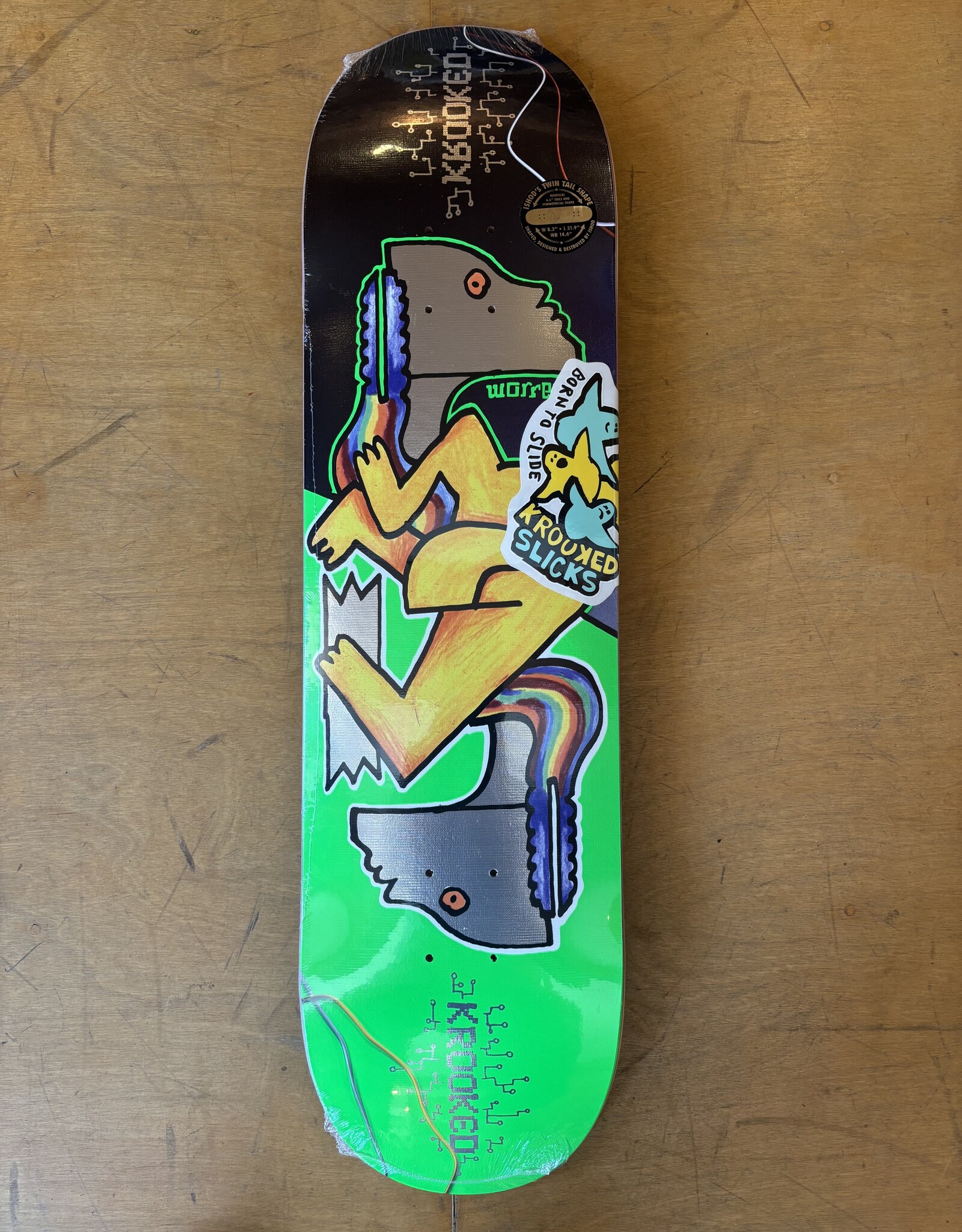 KROOKED Bobby Worrest Neon Robot Pro Slick Deck - 8.3