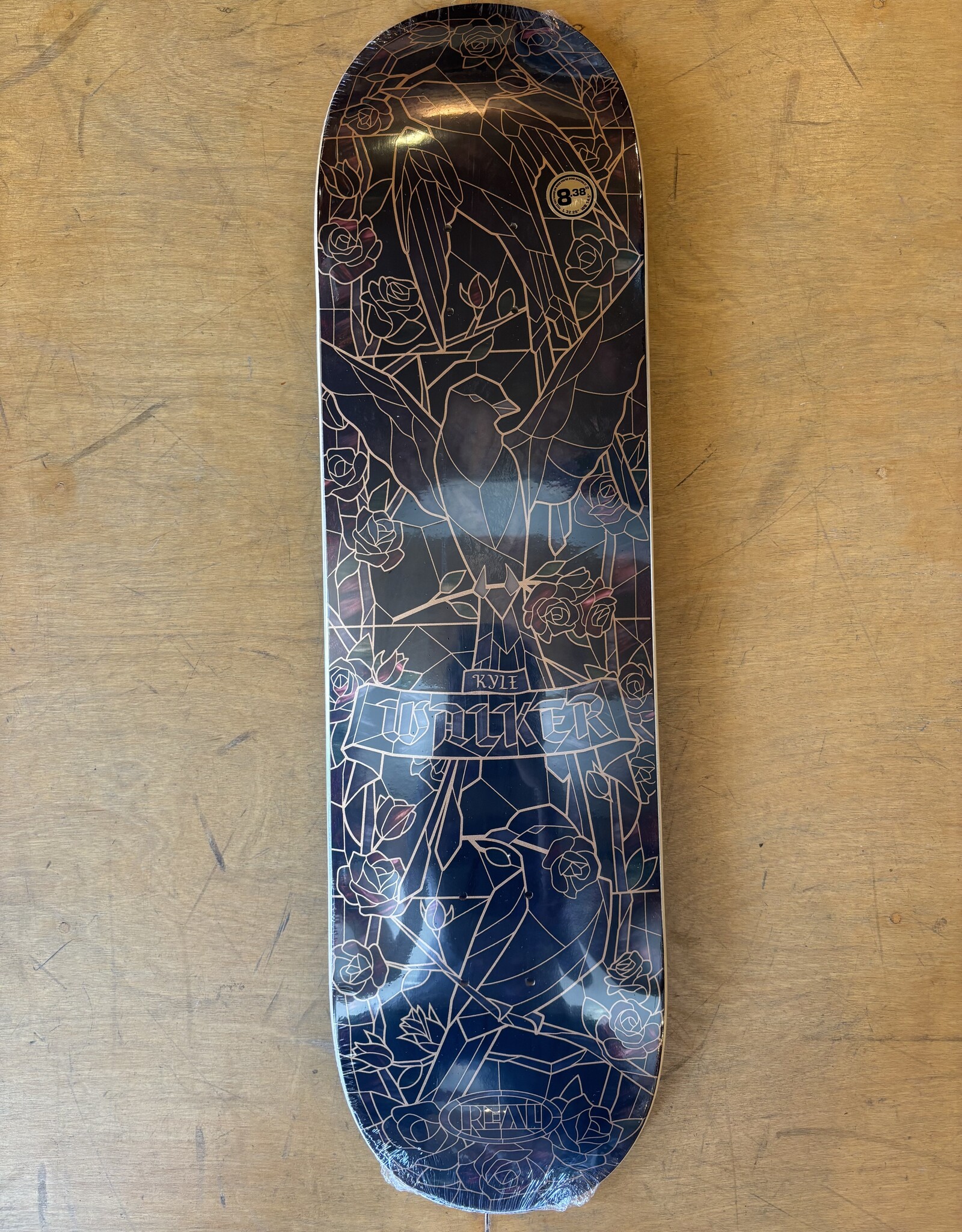REAL SKATEBOARDS Kyle Walker Black Sun Cathedral Pro Deck - 8.38