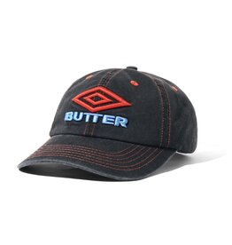 BUTTER GOODS x Diamond Logo 6 Panel Cap - Washed Black