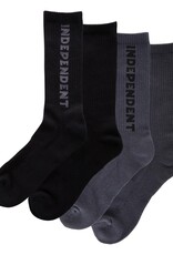 INDEPENDENT Baseline 2-Pack Crew Socks - Black / Charcoal