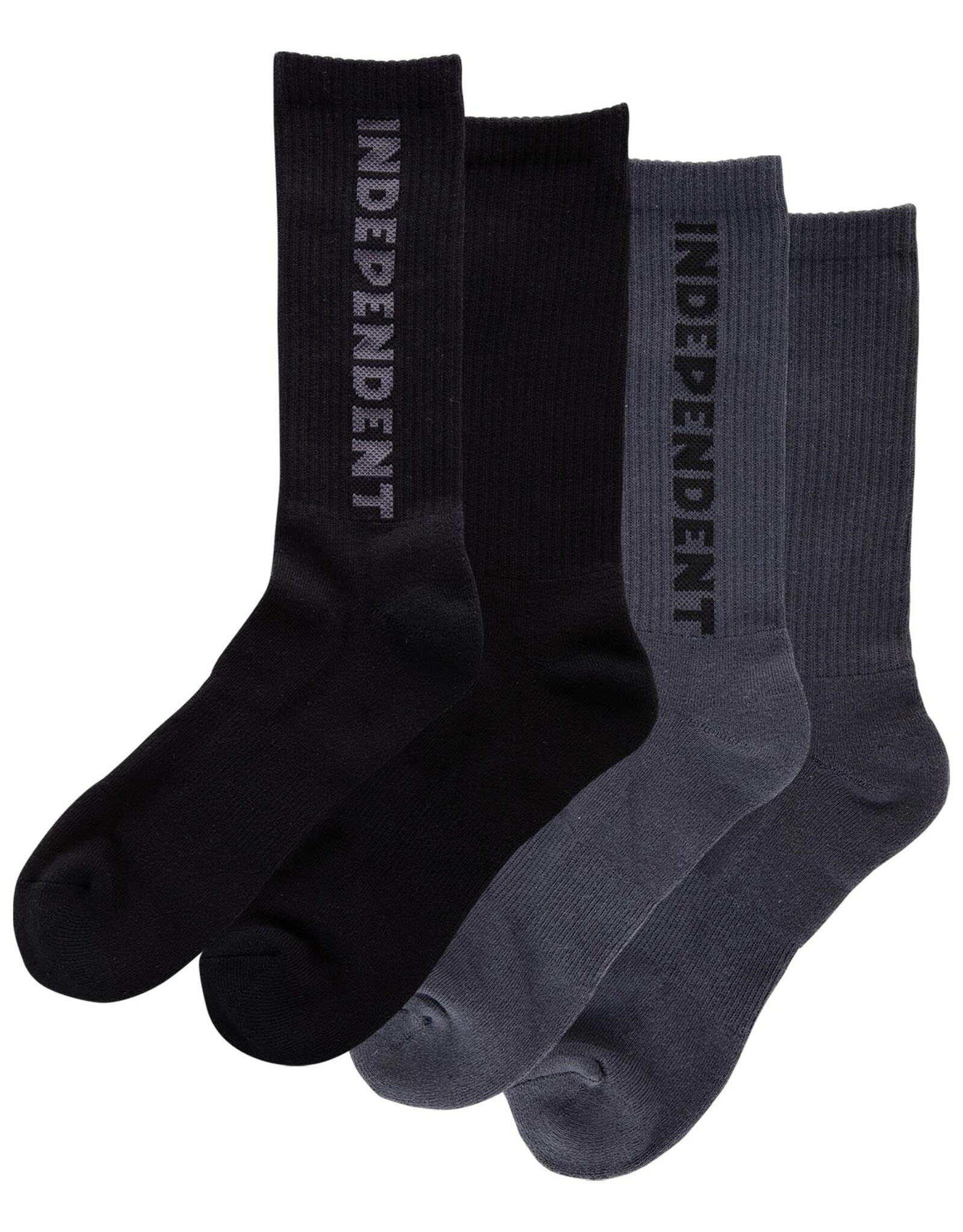 INDEPENDENT Baseline 2-Pack Crew Socks - Black / Charcoal