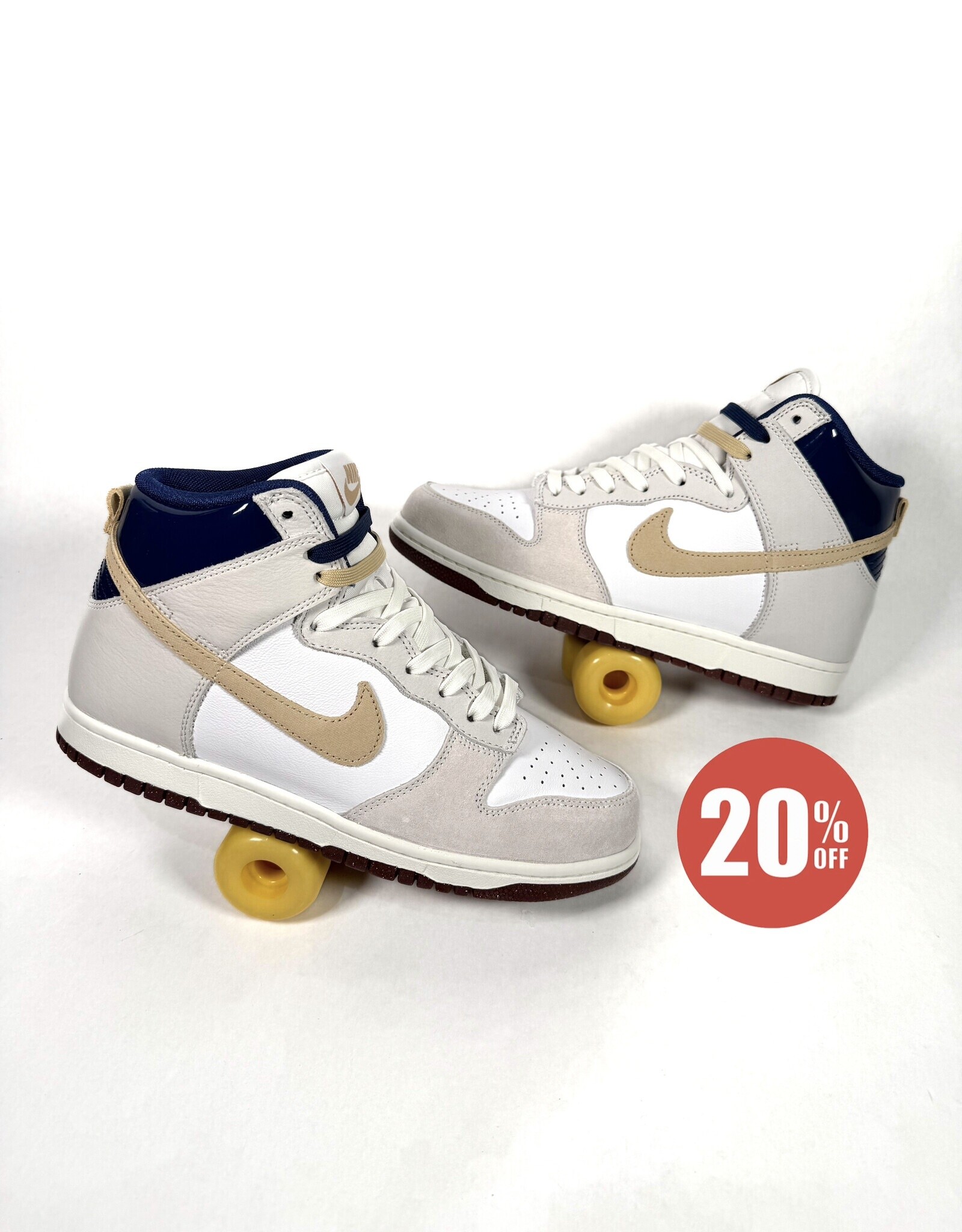 NIKE SB Dunk High Pro x Beyond Store - White/Ivory/Sand Dune/Blue Void