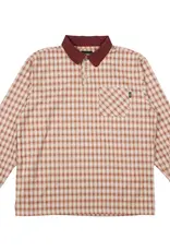 THEORIES E.S.P. Long Sleeve Polo - Peach & Burgundy