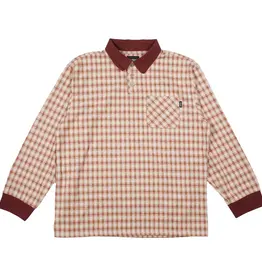 THEORIES E.S.P. Long Sleeve Polo - Peach & Burgundy