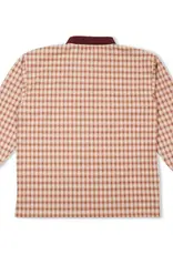 THEORIES E.S.P. Long Sleeve Polo - Peach & Burgundy