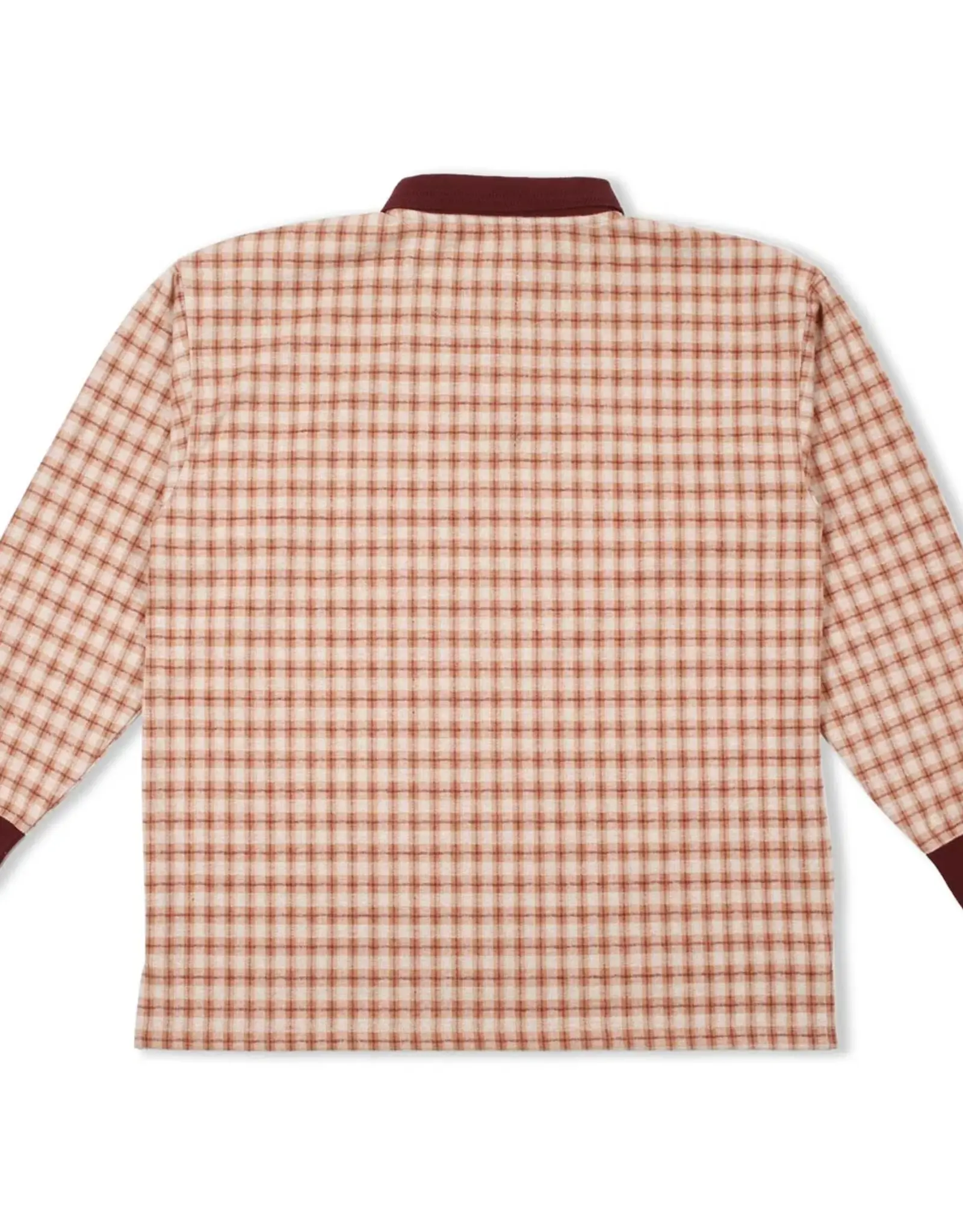 THEORIES E.S.P. Long Sleeve Polo - Peach & Burgundy