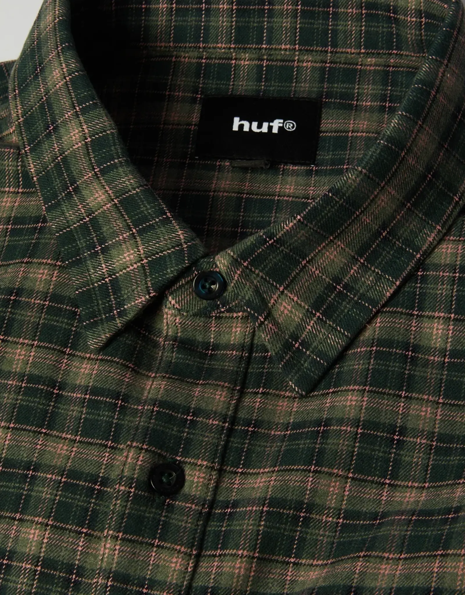 HUF Cross Plaid L/S Flannel Shirt - Pine