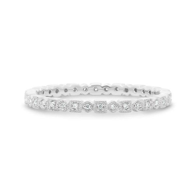 White gold geometric milgrain eternity band