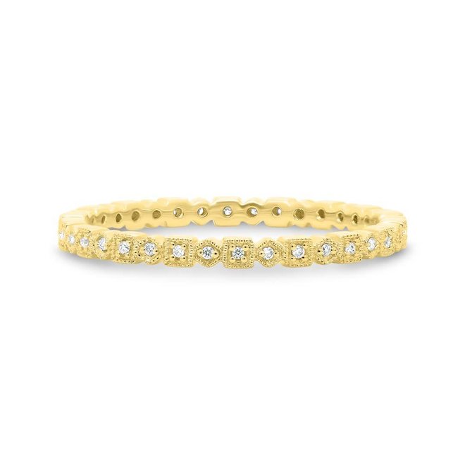 Yellow Gold Geometric milgrain eternity band