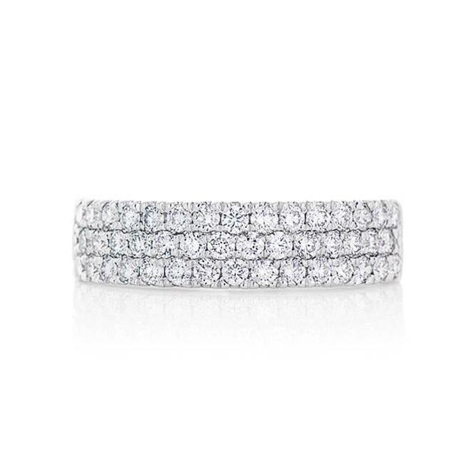 Triple row diamond anniversary band