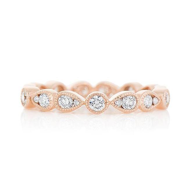 Double pear shaped diamond stackable band - rose gold