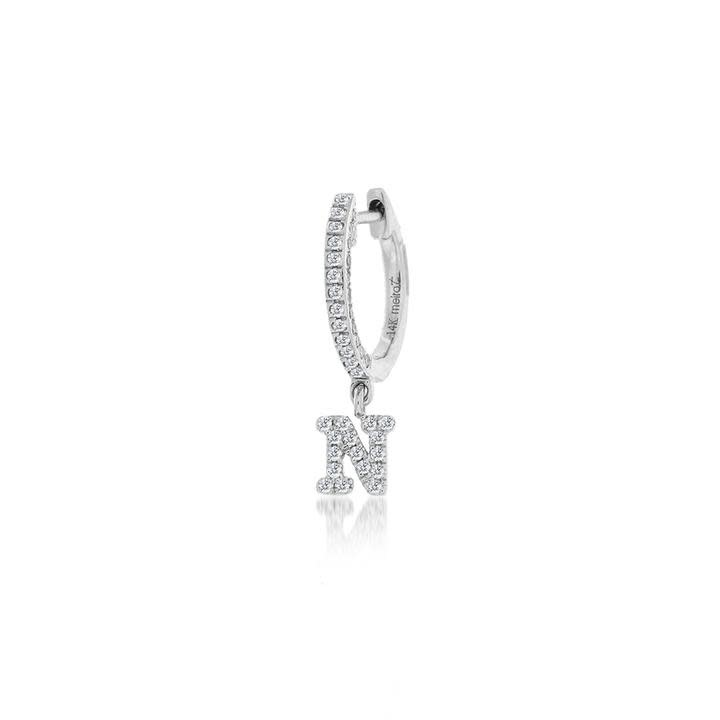 Sterling Silver Letters Single Micro Pave Diamond Bracelet (Silver Diamond Z' Initial Bracelet 7+1)