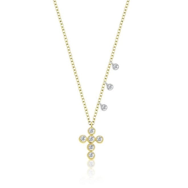 Bezel set diamond cross pendant
