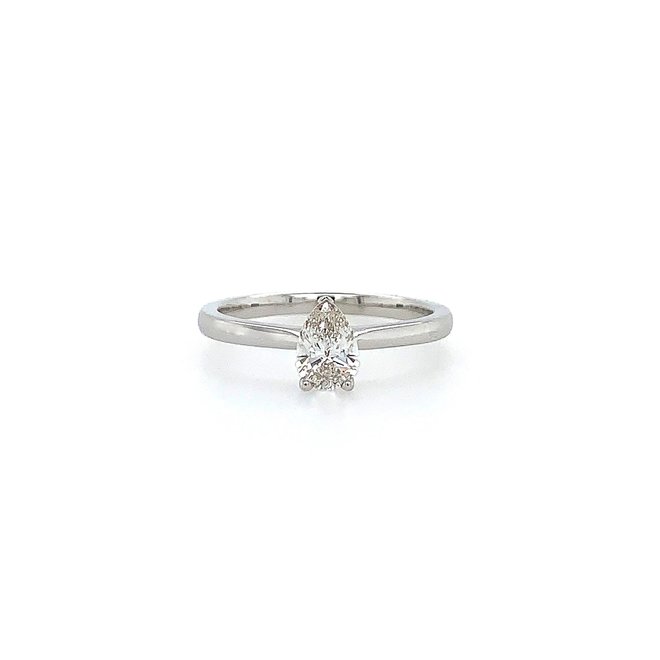 simple .75 ct pear shape solitaire