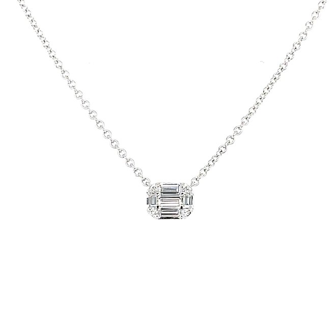 Emerald shape diamond pendant