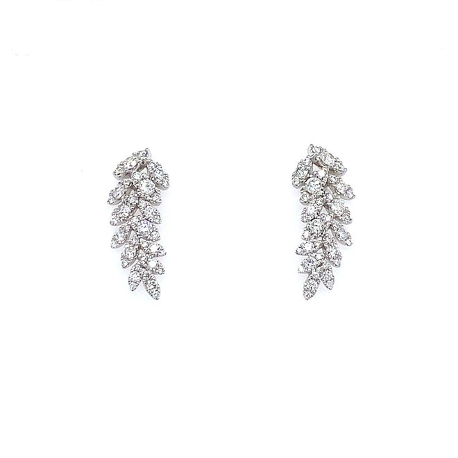 Diamond leaf earrings