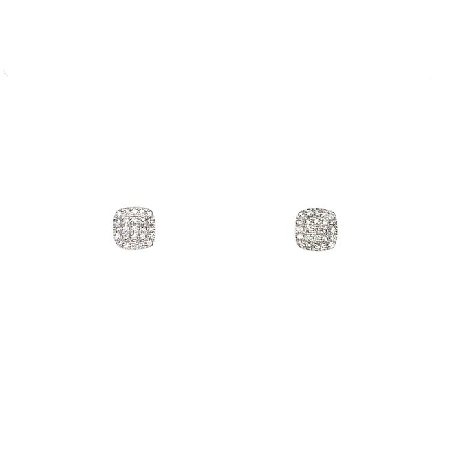 Cushion shape diamond stud earrings-white gold