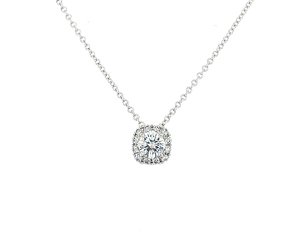 round diamond halo necklace