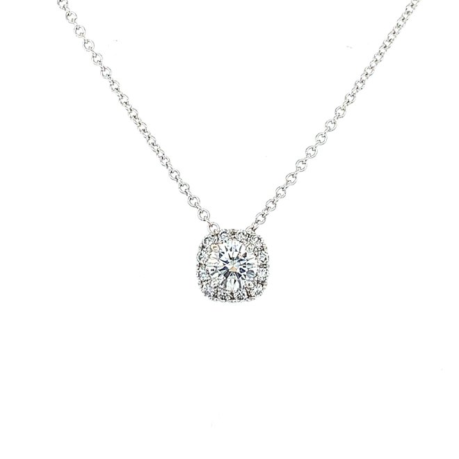 Round diamond halo pendant